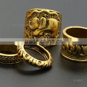 2015 High Quality in Stock Alloy Cheap 4pcs/set Elephant Bohemian Rings thumbnail-1