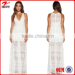 2016 New Design Ladies' White Lace Dress, Good Time Usa Dress in Lace Fabric Latest Lace Dress Designs Photos thumbnail-1