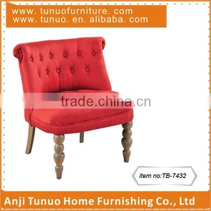 Mini Sofa Chair With Velvet Material and Assembled Black Color Rubber Wood Legs, With Buttons on the Back Cushion.TB-7432 thumbnail-1