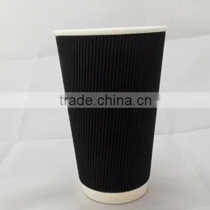 Disposable Ripple Coffee Cup With Lids/ Ripple Wall Paper Cups Manufacturer/ 8oz 12oz 16oz Kraft Ripple Wall Paper Cup thumbnail-3