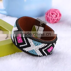 New Fashion Suede Crystal Wrap Velvet MultiLayers Braid Faux Leather Bracelet thumbnail-4