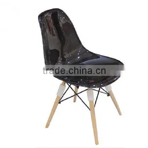 Wood Leg Acrylic Designer Dining Chair Replica thumbnail-3