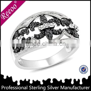 Black Silver Emerald Religious Ring, Tibet Silver Injun Skull Ring thumbnail-1