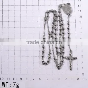 Most Popular New Fashion Jesu Cross Silver Beads Chain Necklace for Christmas Gift thumbnail-2