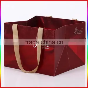 Dark Red Gold Square Paper Bag With Rope thumbnail-1