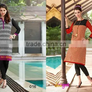 Large Indian Women Desinger Kurta Cotton Embroidered Kurti Bollywood Top Tunic thumbnail-3