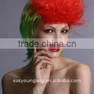 Crazy Halloween Wig, Cheap Green Color Hair Party Wig,rainbow Wig, Clown Wig thumbnail-3