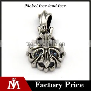 Wholesale Mens Vintage Jewelry Stainless Steel Religious Cross Pendant Silver Crystal Charm thumbnail-1