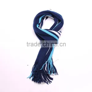 Stripe Knit Scarf With Tassels For Men thumbnail-3