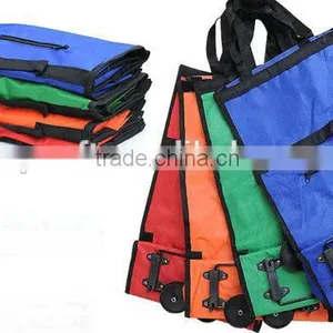 Fold-Up Fabric Rolling Bag Cart With Handles thumbnail-2