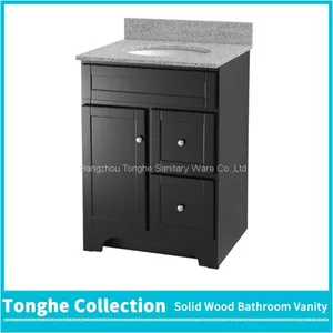 Espresso Shaker Style Solid Wood Bathroom Vanity Unit With Granite Top thumbnail-1