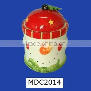 Lovely Snow Man Shaped Ceramic Christmas Cookie Jar thumbnail-1