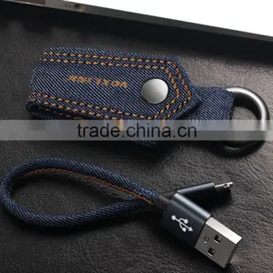 0.2M VOXLINK 5V 1A Gift Type Denim Key Chain USB Cable Charger Micro USB Data Cable for Xiaomi Samsung thumbnail-2