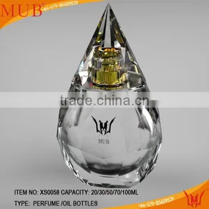 High Quality Empty Polished Glass Perfume Bottle Manufacturer Factory & Tear Water Drop Shaped Fancy Crystal Perfume Atomizer thumbnail-1