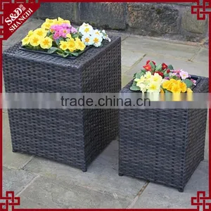 Novelty Sqaure Planter Box Outdoor Resin Wicker Japanese Flower Pots thumbnail-2