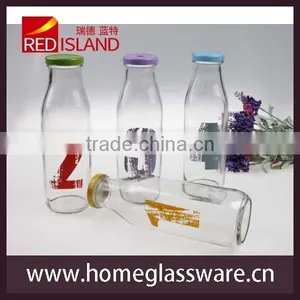 Digital Design Glass Milk Bottle Juice Bottle With Decal,with Lid and Straw thumbnail-1