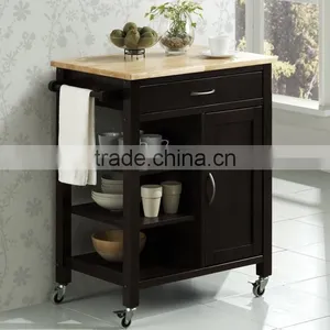 4D Concepts Edmonton Kitchen Cart With Wood Top thumbnail-1