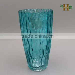 Hand Made Teal Sprayed Wave Patten Flower Vase thumbnail-3