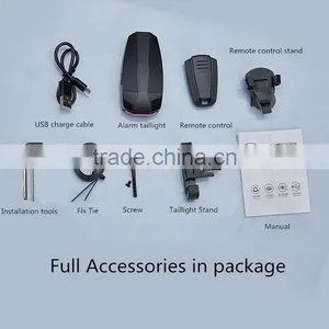 Smart Anti-theft Alarm Tailight Bicycle Rear Light Remote Control Wireless Bell Bicycle Taillight thumbnail-4