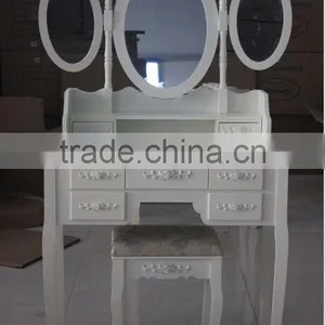 Dresser With Triple Mirror /make-up Desk Dressing Table With Stool thumbnail-1