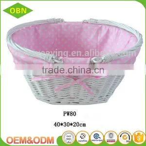 Customized Cheap Fancy Woven White Wicker Basket for Wedding Decoration thumbnail-1