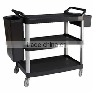 Hotel Supply Stainless Steel Movable Kitchen Storage Trolley Clearance Black Kitchen Trolley With Basket Facial Trolley Car C260 thumbnail-1