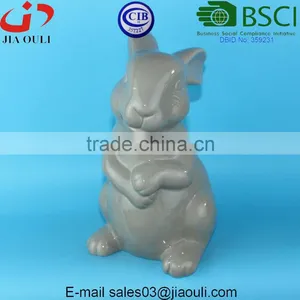 BSCI Audit Factory Large Handmade Easter Bunny Ceramic Tall Rabbit, Home Decor Ceramic Sitting Bunny thumbnail-5