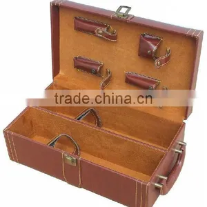 Wooden Leather Wine Box Wine Rack thumbnail-1