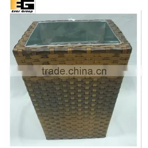 Square Brown pe Rattan Planters With Metal Inside thumbnail-1