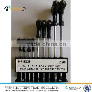 Carbon Steel Hand Tools 9 Pieces T-Handle Torx Hex Key Socket Wrench Set thumbnail-1