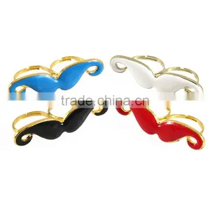 Curled Moustache Shape Adjustable Two-Fingers Double Finger Ring Boys Rings Fashion thumbnail-1