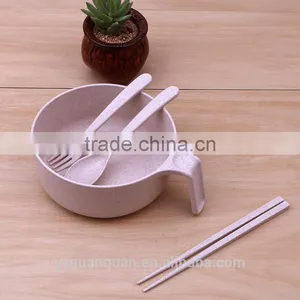 Yiwu High Quality New Product Customized Plastic Wheat Straw Rice Bowl With Fork,chopsticks and Spoon thumbnail-4