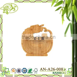 Aonong All-Natural Bamboo Folding Collapsible Fruit Basket Living Room Carving for Sale thumbnail-3