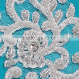 2017 New Design 3d Lace Flower Fabric Wedding White Sold On thumbnail-4