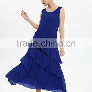 Pleat Ladies Sleeveless Vest Dress New Design Cake Dresses thumbnail-1