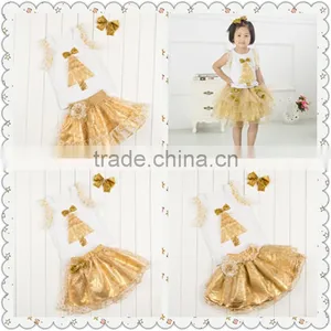 Latest Baby Kids Clothes Beautiful Children Fairy Skirts Wholesale Christmas Golden Childhood Tutu Set Bella Fairy thumbnail-1