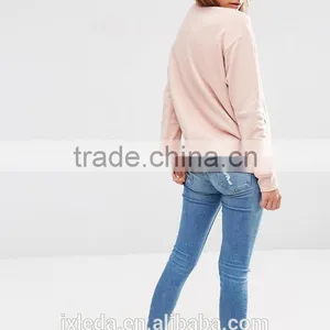 Cheap Price Women Solid Color Bomber Jacket in Jersey thumbnail-4