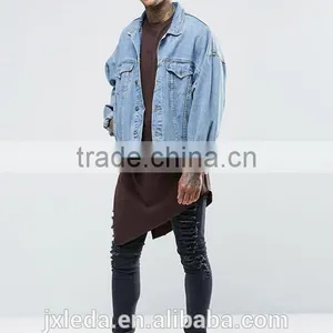 Hip Hop Fashion Men Longline Cap Sleeve Asymmetric Hem Blank T-shirts Wholesale thumbnail-4