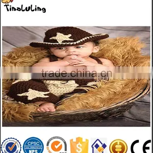 NPT50 Tinaluling Newborn Baby Photography Prop Handmade Crochet Knit Cowboy Hat Boots Clothes thumbnail-1