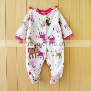 Newborn Baby Spring and Autumn Fleece Long-sleeved Harness Jumpsuit Pure Cotton Clothes thumbnail-2