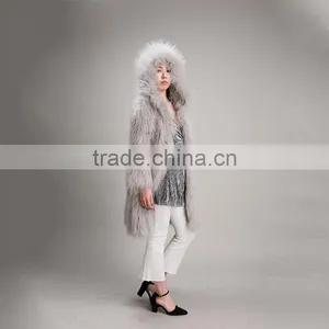 Myfur Light Gray Beauty Women Real Raccoon Fur Jacket Plus Size thumbnail-5