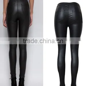 EY0206P Europea Lady High Waist pu Leather Feets Pants Women Pants pu Pants thumbnail-4