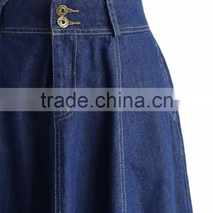 100%Cotton Belt Loops Waist Sexy Jean Skirt Women A-line Denim Skirt 2016 thumbnail-4
