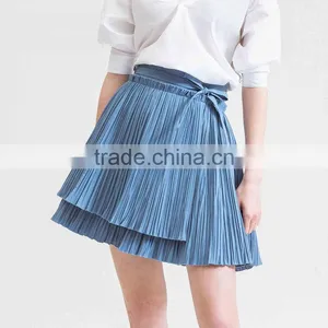 2016 Latest Fashion Mini Skirts Oem Chiffon Women Pleated Skirt for Wholesale thumbnail-1