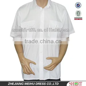 100%cotton Mens Shirts White Casual Regular Fit Mens Short Sleeve Shirts With Chest Pockets thumbnail-1
