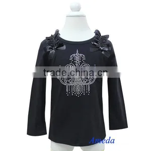Elegant Rhinestone Chandelier Black Long Sleeves Tee 1-7Y thumbnail-1