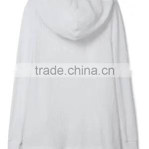 2017 New Arrivals Woman Plain White Hooded Cardigan Sweaters With Best Price thumbnail-3
