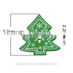 Handmade 3.2cmx3cm Snowflake Christmas Tree Two Holes Wood Button for Decorating thumbnail-3