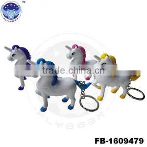 2017 Beautiful 3D Unicorn Key Chain Hot Sale Promotional Gift Key Ring thumbnail-1