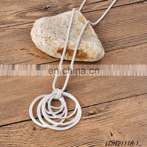 Latest Jewelry Design Long Snake Chain Worn Gold Silver Multi-circle Pendant Necklace Wholesale thumbnail-1